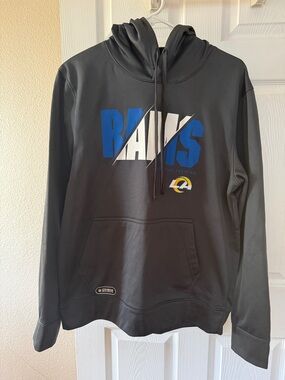 NFL Los Angeles Rams Gray Pullover Hoodie with Blue and White Logo